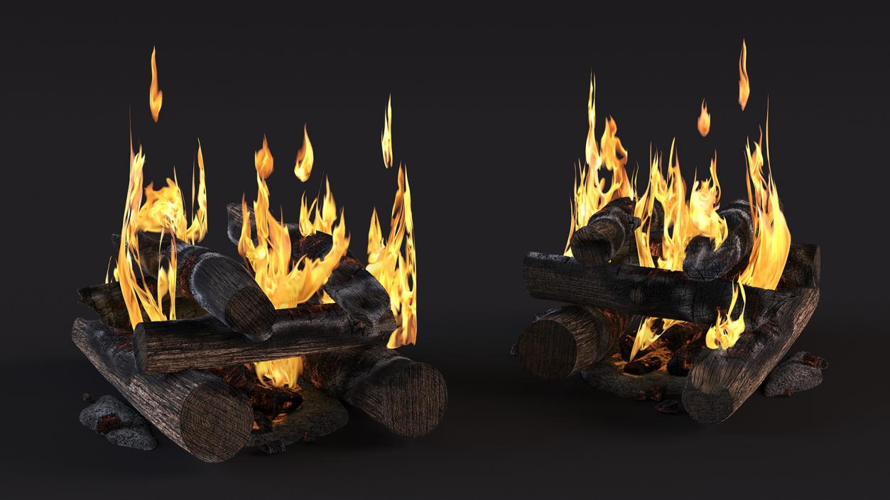 3D model Burning Wooden Logs Collection