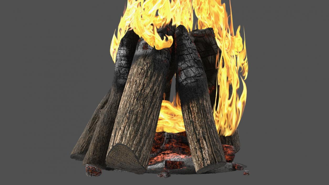 3D model Burning Wooden Logs Collection