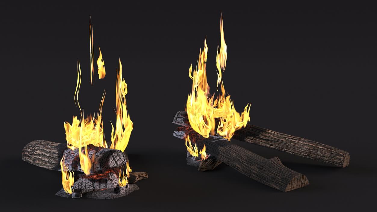 3D model Burning Wooden Logs Collection