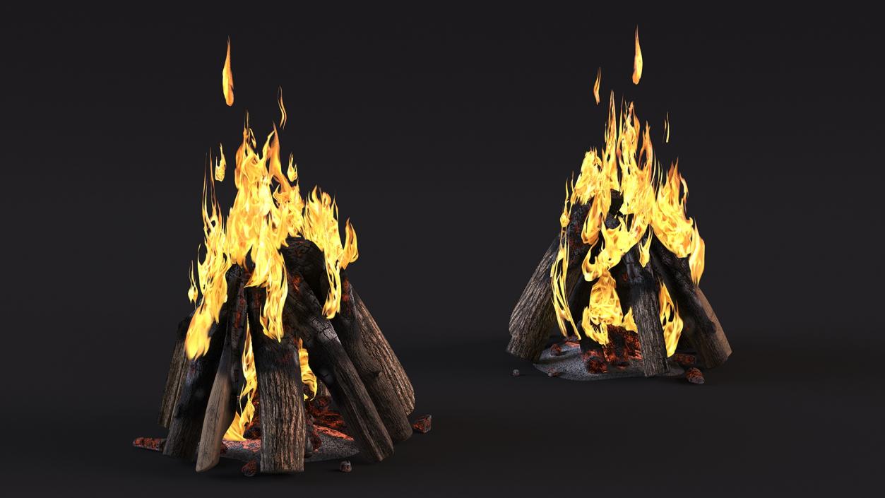 3D model Burning Wooden Logs Collection