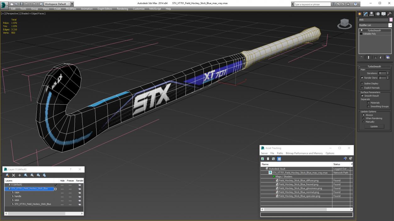 3D STX XT701 Field Hockey Stick Blue model