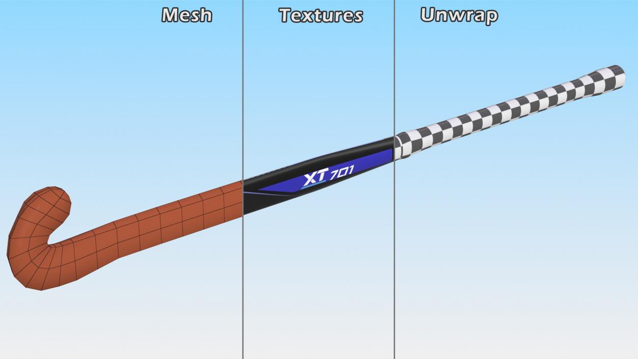 3D STX XT701 Field Hockey Stick Blue model