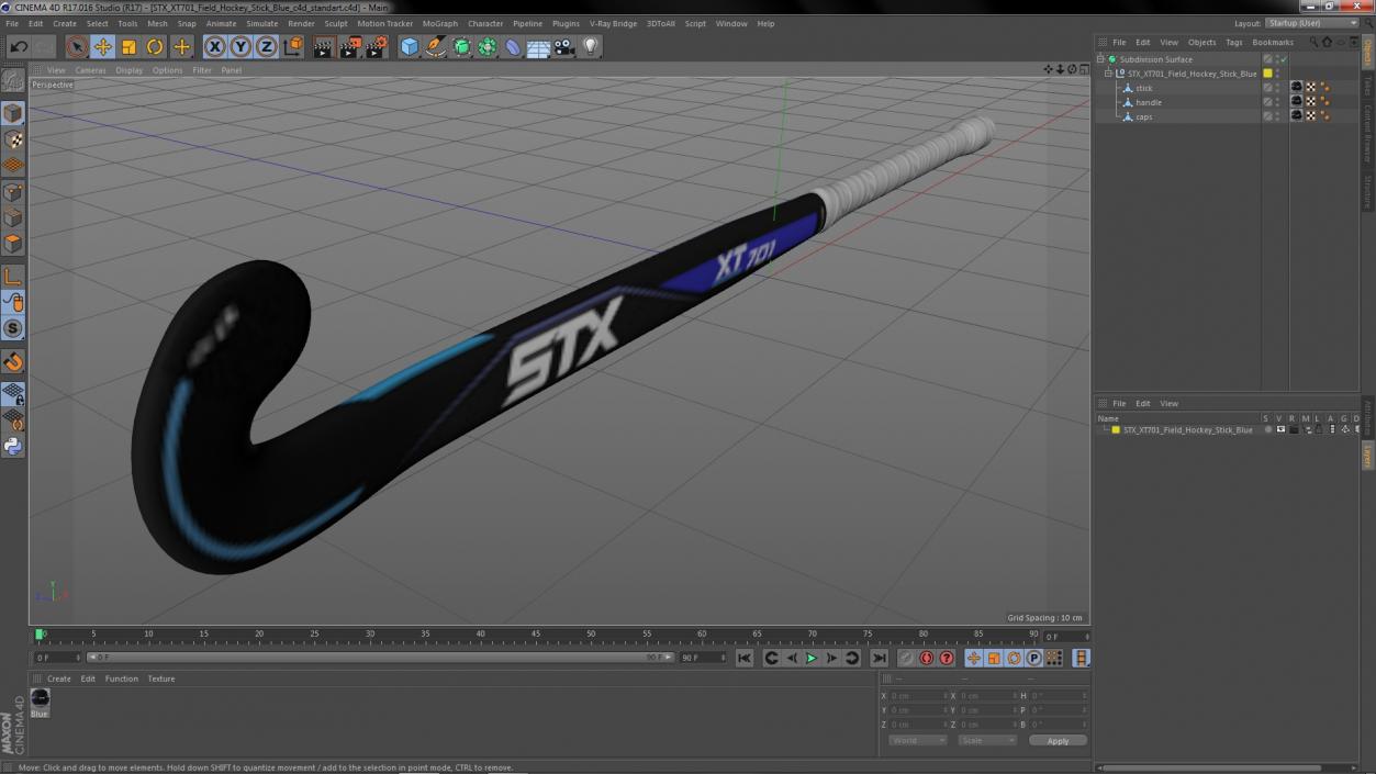 3D STX XT701 Field Hockey Stick Blue model