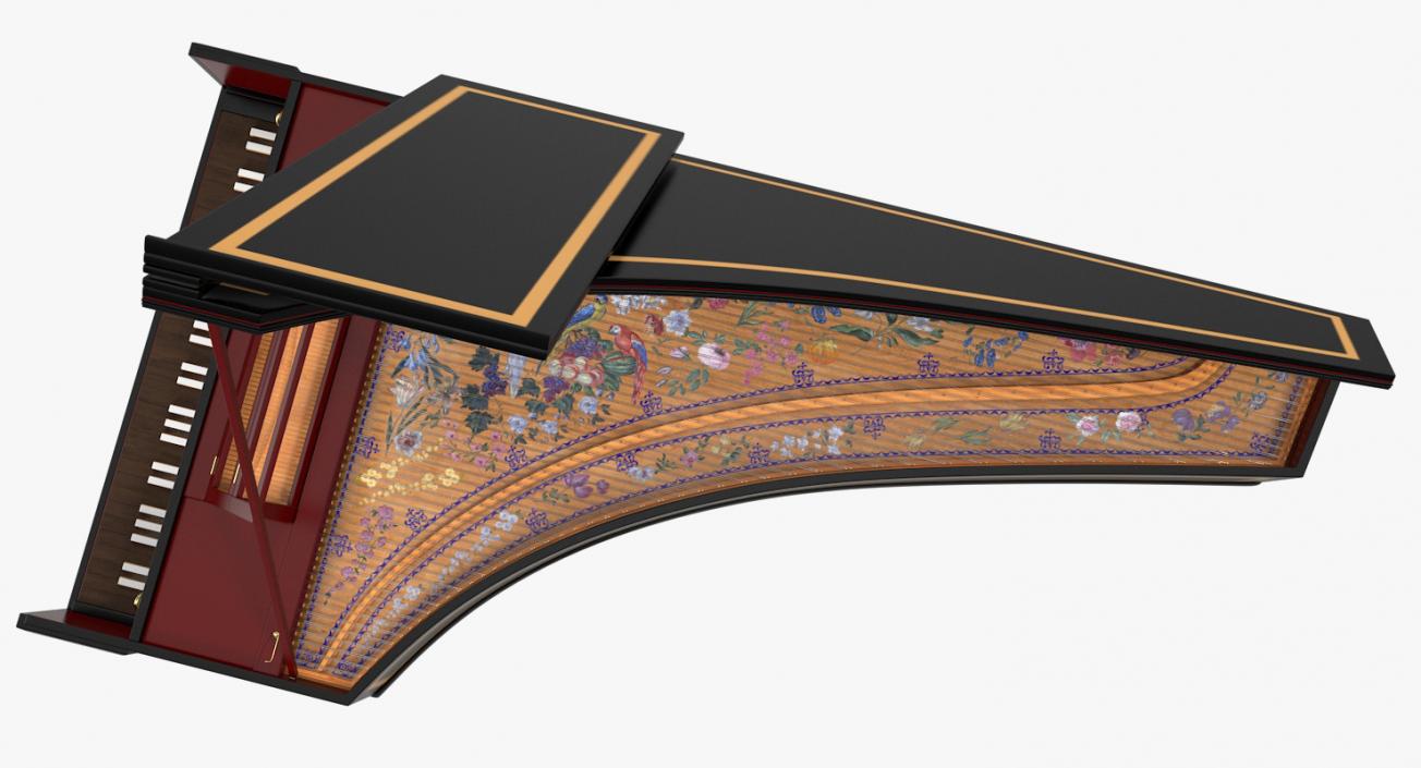 3D Classic Harpsichord Keyboard model