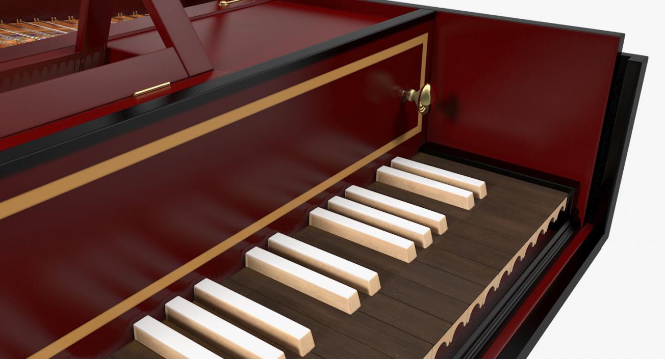 3D Classic Harpsichord Keyboard model