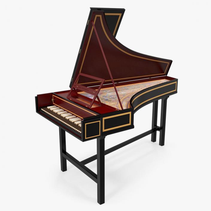 3D Classic Harpsichord Keyboard model
