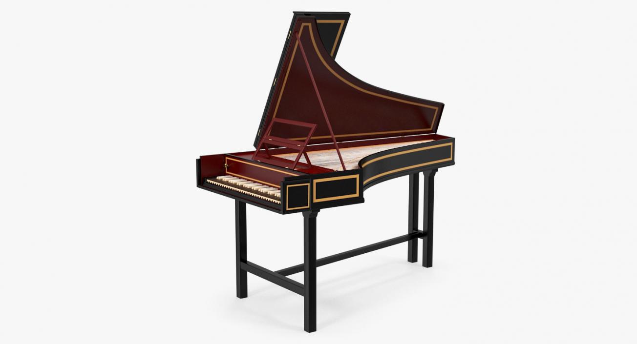 3D Classic Harpsichord Keyboard model