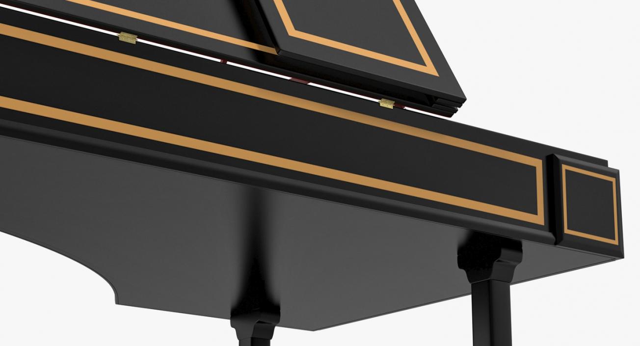 3D Classic Harpsichord Keyboard model