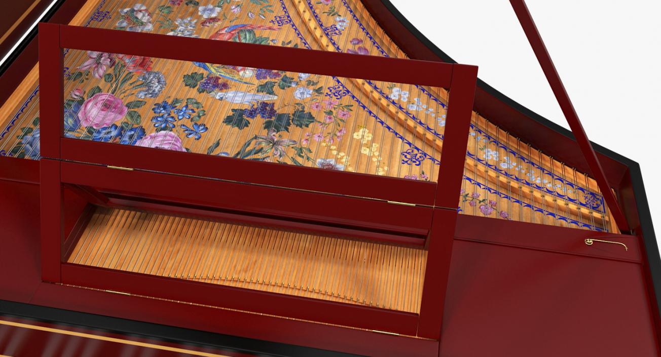 3D Classic Harpsichord Keyboard model