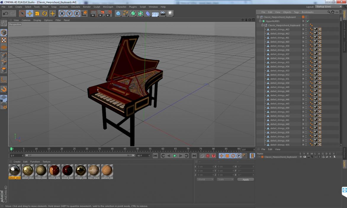 3D Classic Harpsichord Keyboard model