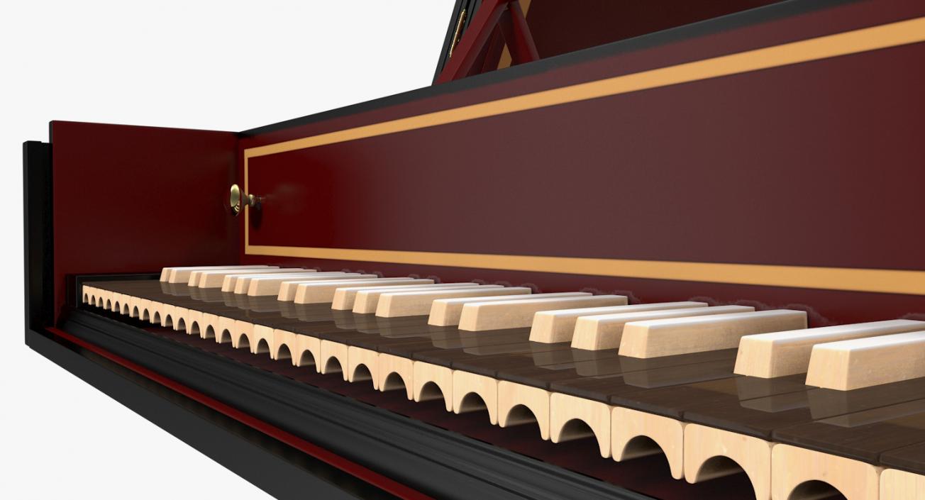 3D Classic Harpsichord Keyboard model