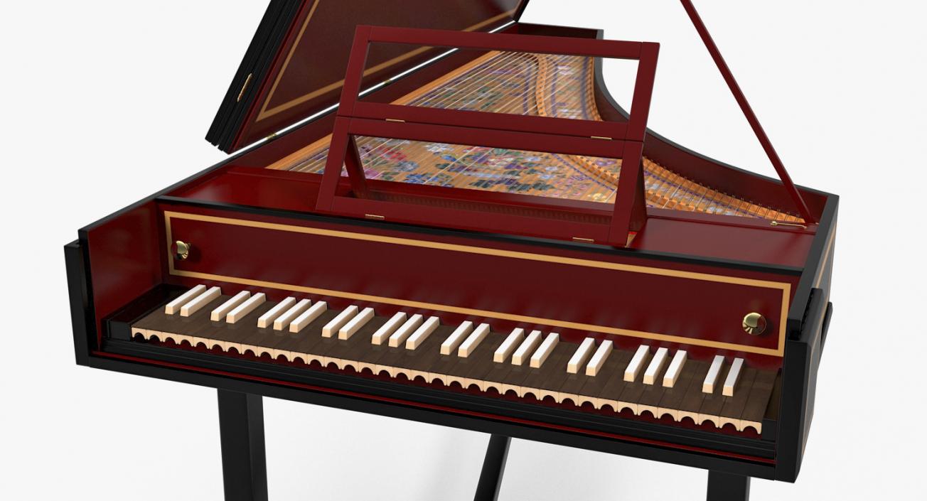 3D Classic Harpsichord Keyboard model