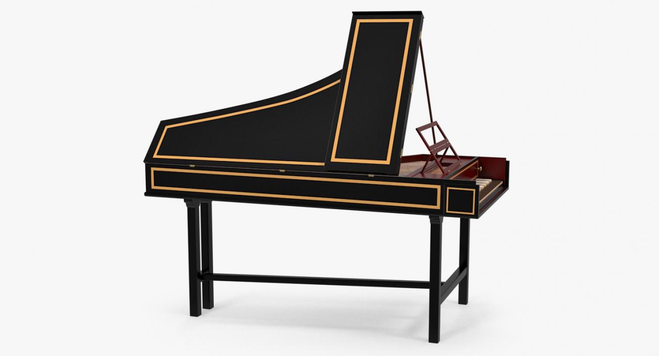 3D Classic Harpsichord Keyboard model