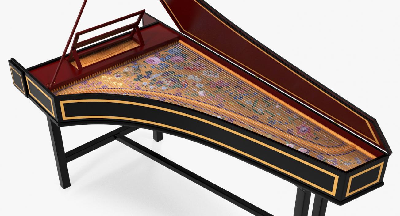 3D Classic Harpsichord Keyboard model