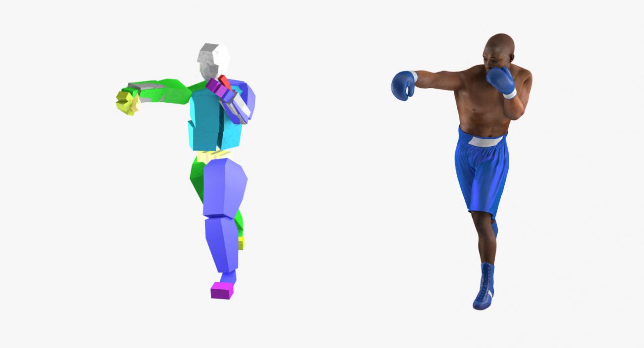 3D African American Boxer 2 Rigged