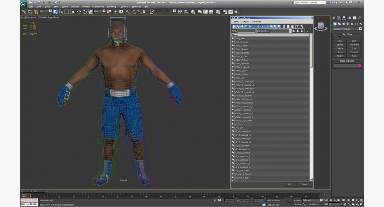 3D African American Boxer 2 Rigged