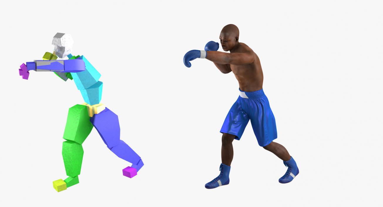 3D African American Boxer 2 Rigged