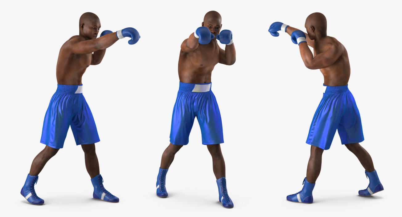 3D African American Boxer 2 Rigged