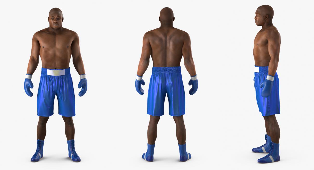 3D African American Boxer 2 Rigged