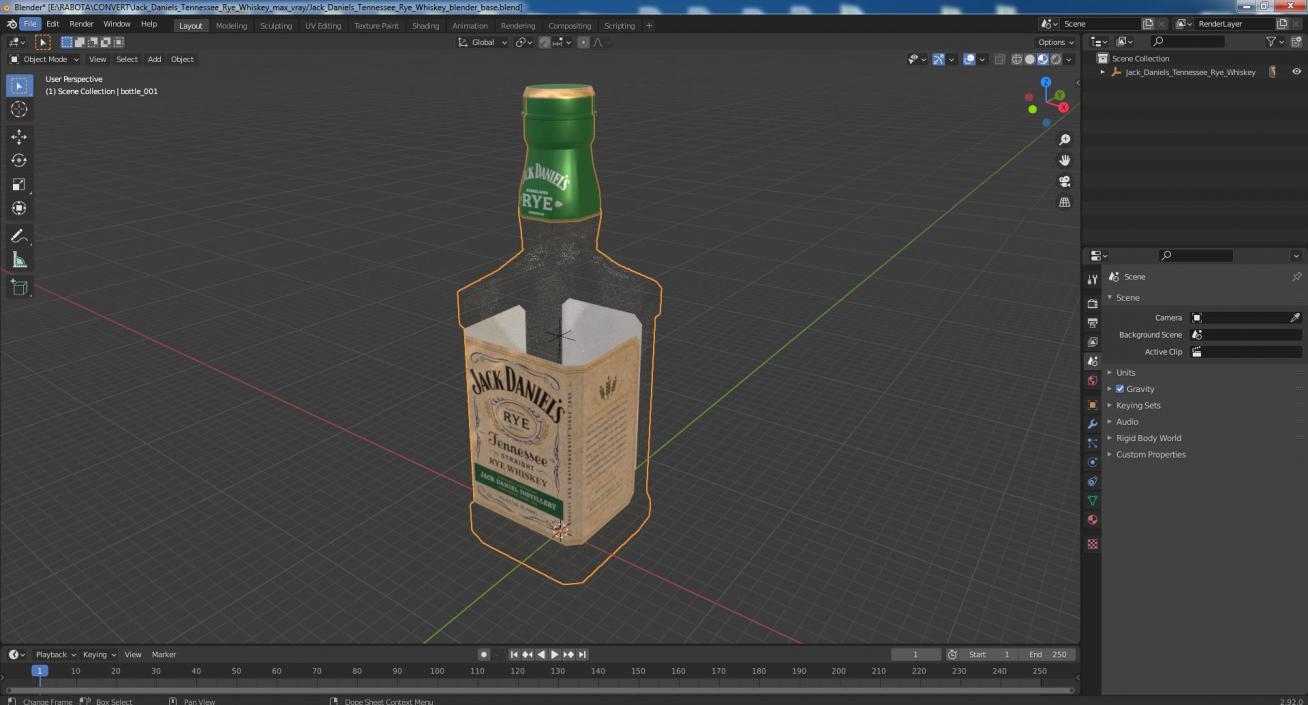 Jack Daniels Tennessee Rye Whiskey 3D model