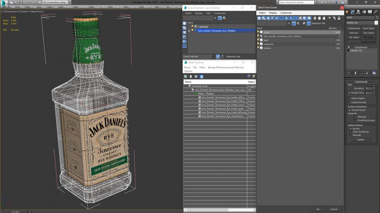 Jack Daniels Tennessee Rye Whiskey 3D model