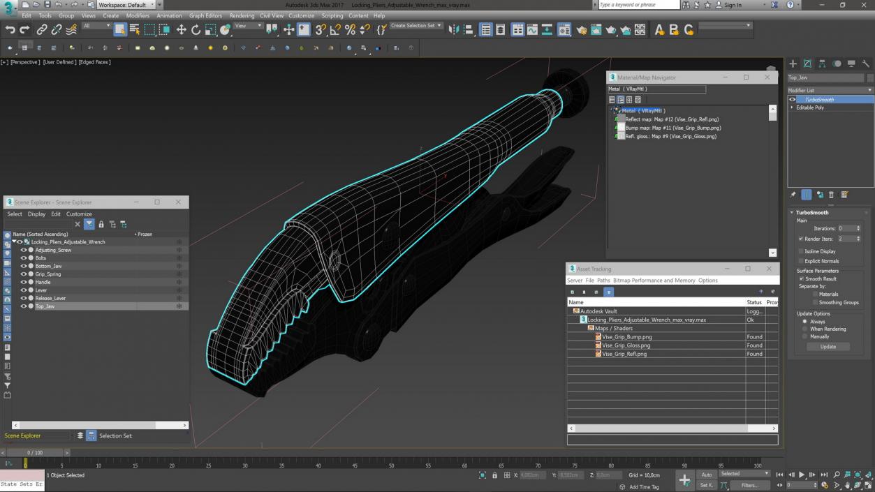 Locking Pliers Adjustable Wrench 3D