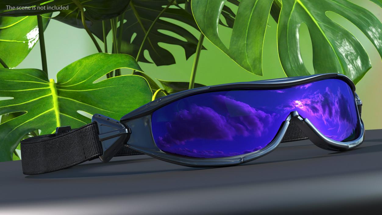 Blue Polarized Ski Sunglasses 3D model