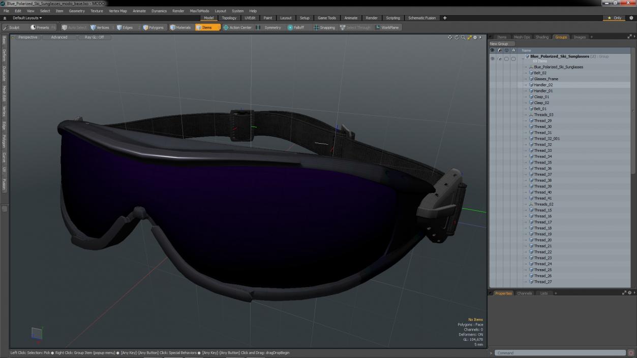 Blue Polarized Ski Sunglasses 3D model