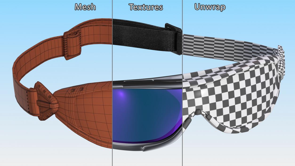 Blue Polarized Ski Sunglasses 3D model