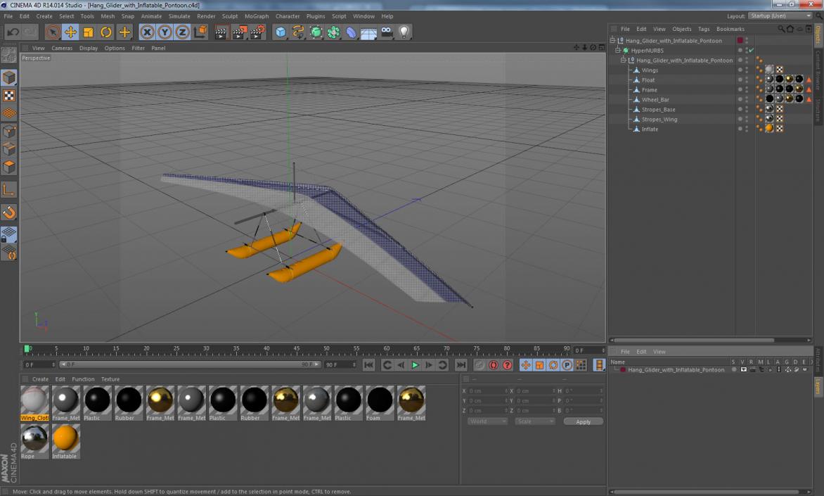 3D model Hang Glider with Inflatable Pontoon