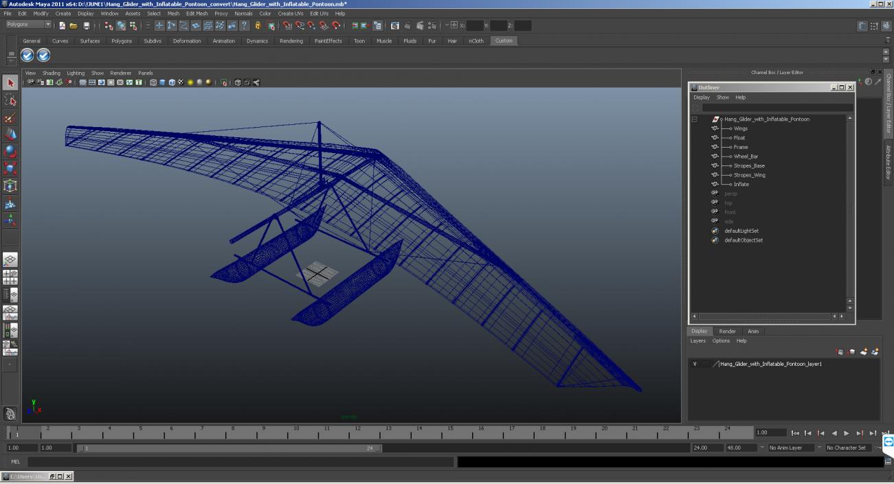 3D model Hang Glider with Inflatable Pontoon