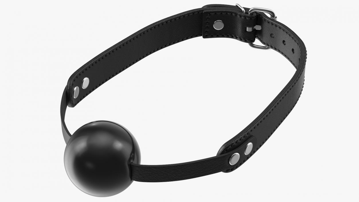 3D Leather Band Mouth Gag Black model