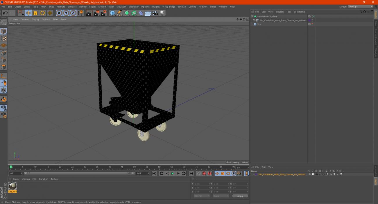 3D Silo Container with Slide Closure on Wheels model