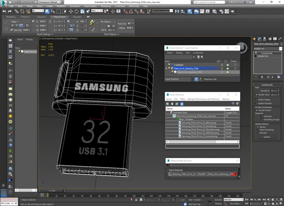 Flash Drive Samsung 32Gb 3D model