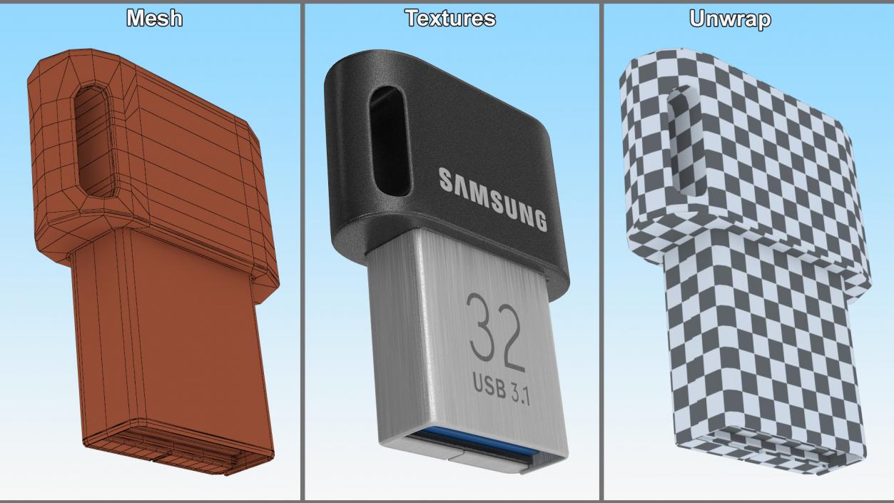 Flash Drive Samsung 32Gb 3D model