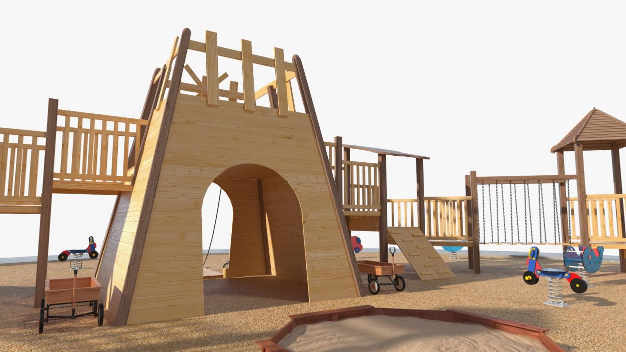 3D Equipped Childrens Wooden Playground