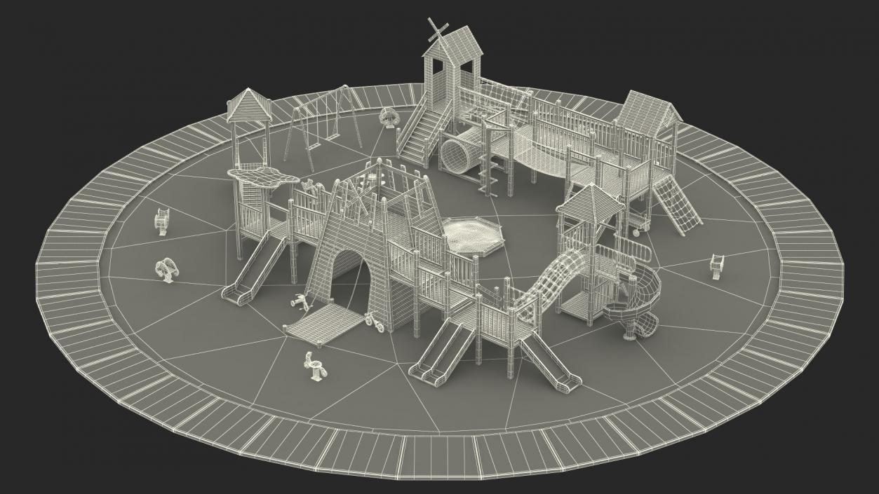 3D Equipped Childrens Wooden Playground