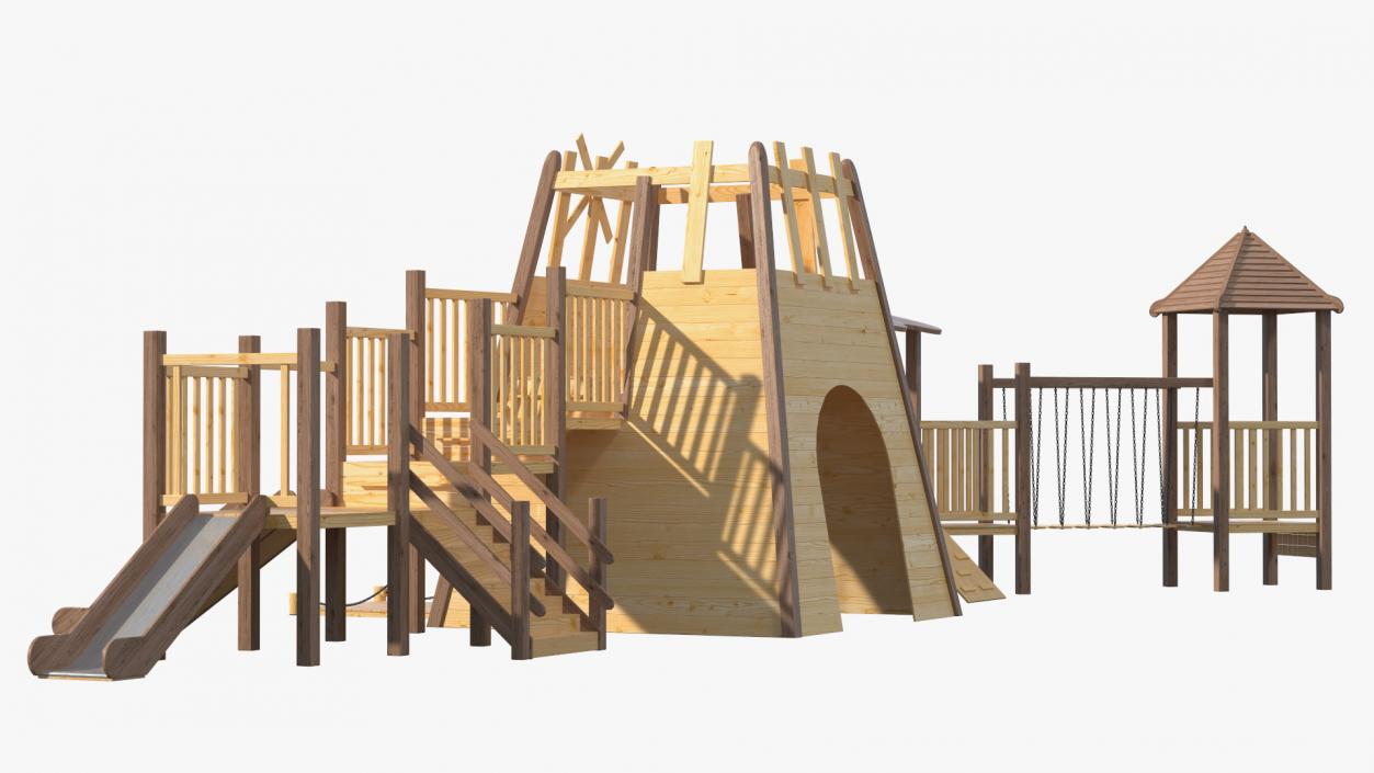 3D Equipped Childrens Wooden Playground