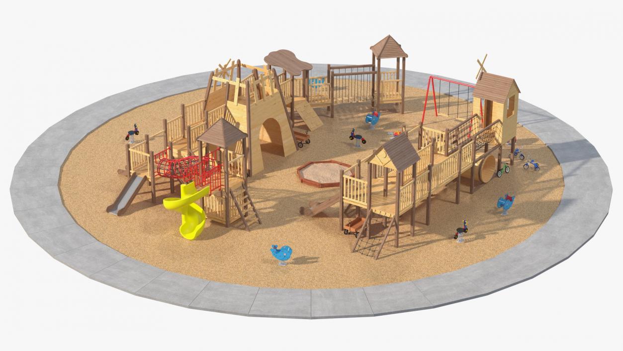 3D Equipped Childrens Wooden Playground