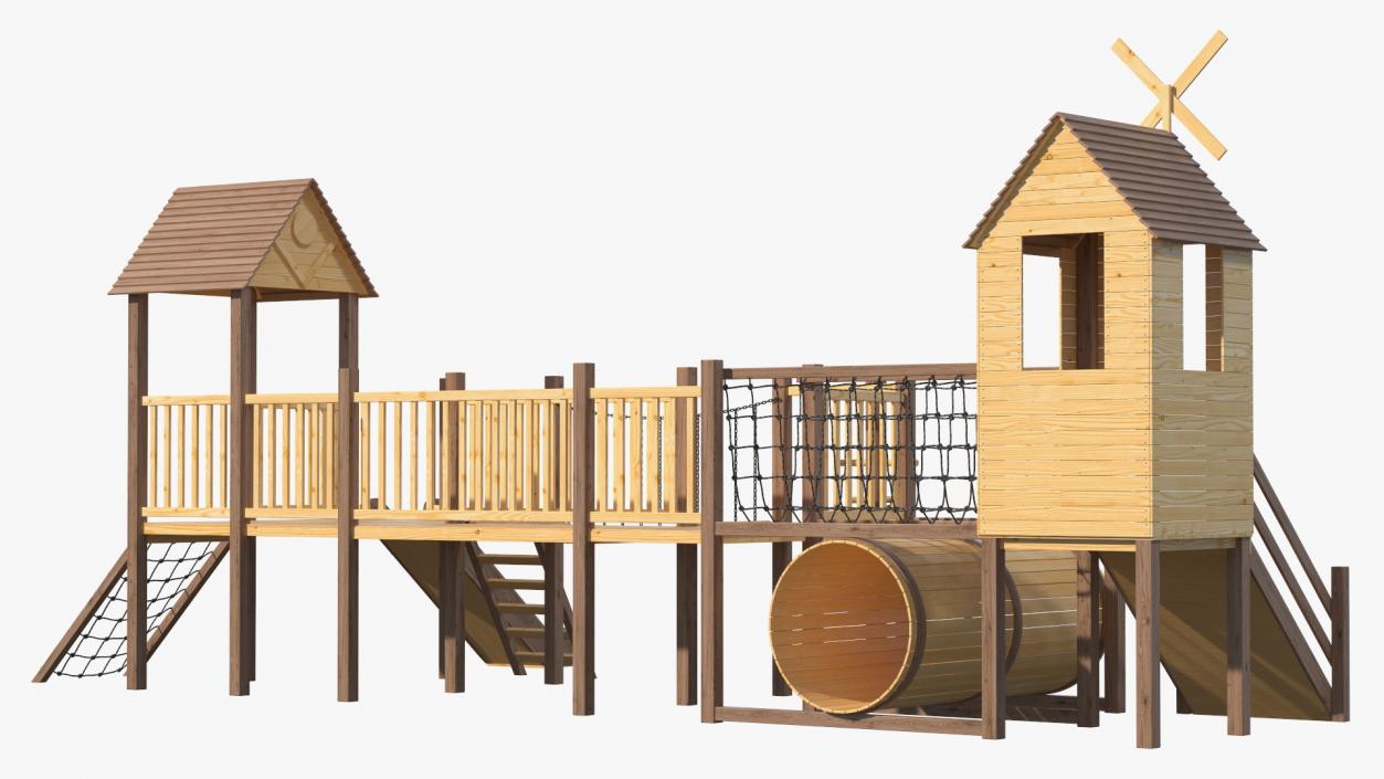 3D Equipped Childrens Wooden Playground