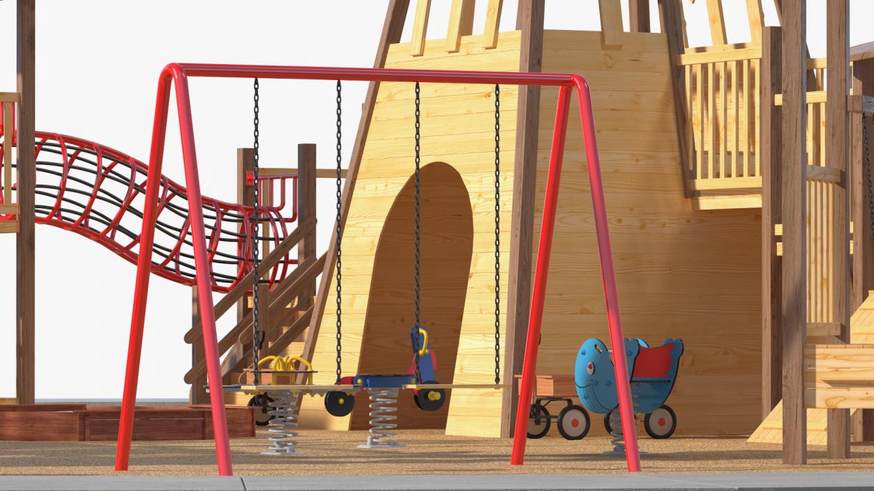 3D Equipped Childrens Wooden Playground