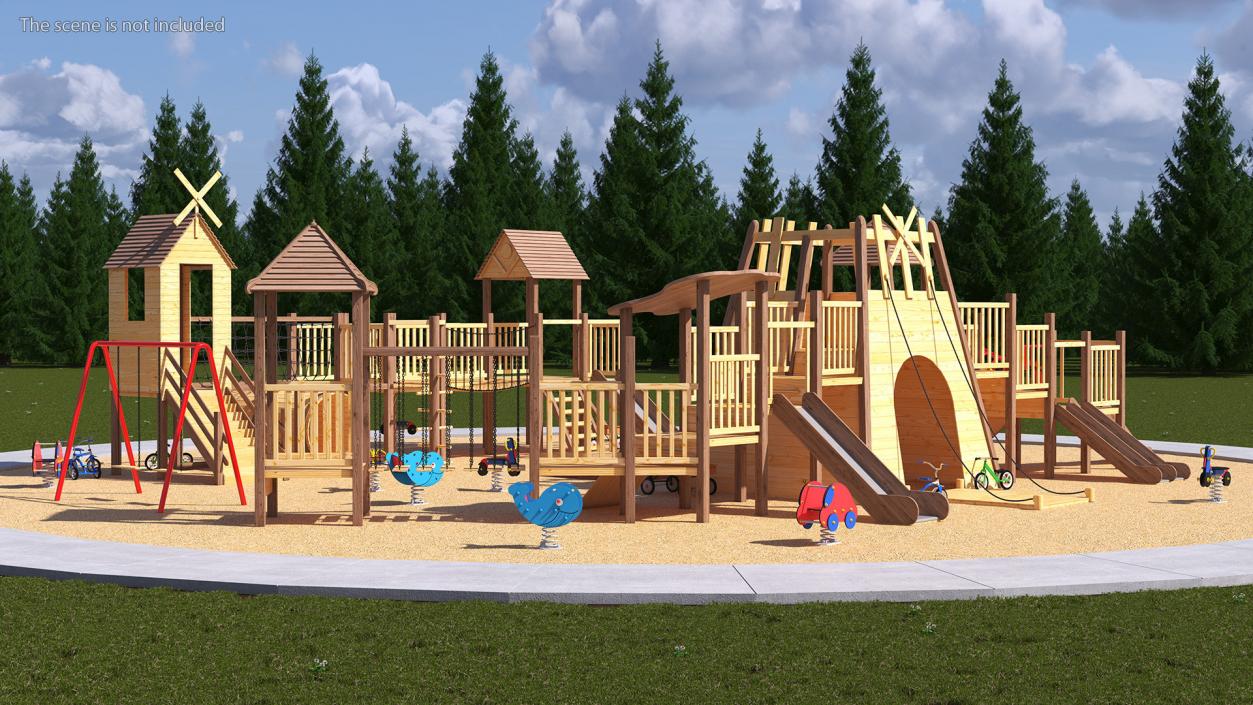 3D Equipped Childrens Wooden Playground