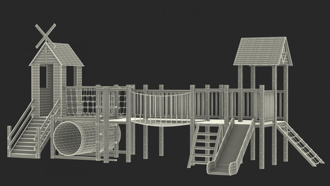 3D Equipped Childrens Wooden Playground