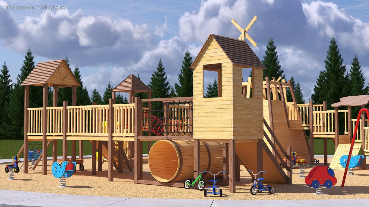 3D Equipped Childrens Wooden Playground