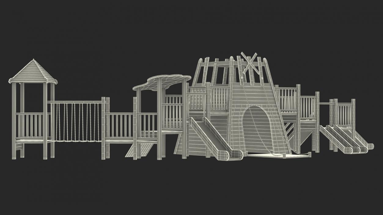 3D Equipped Childrens Wooden Playground