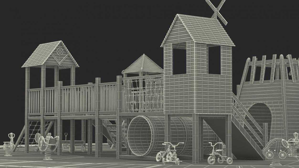 3D Equipped Childrens Wooden Playground