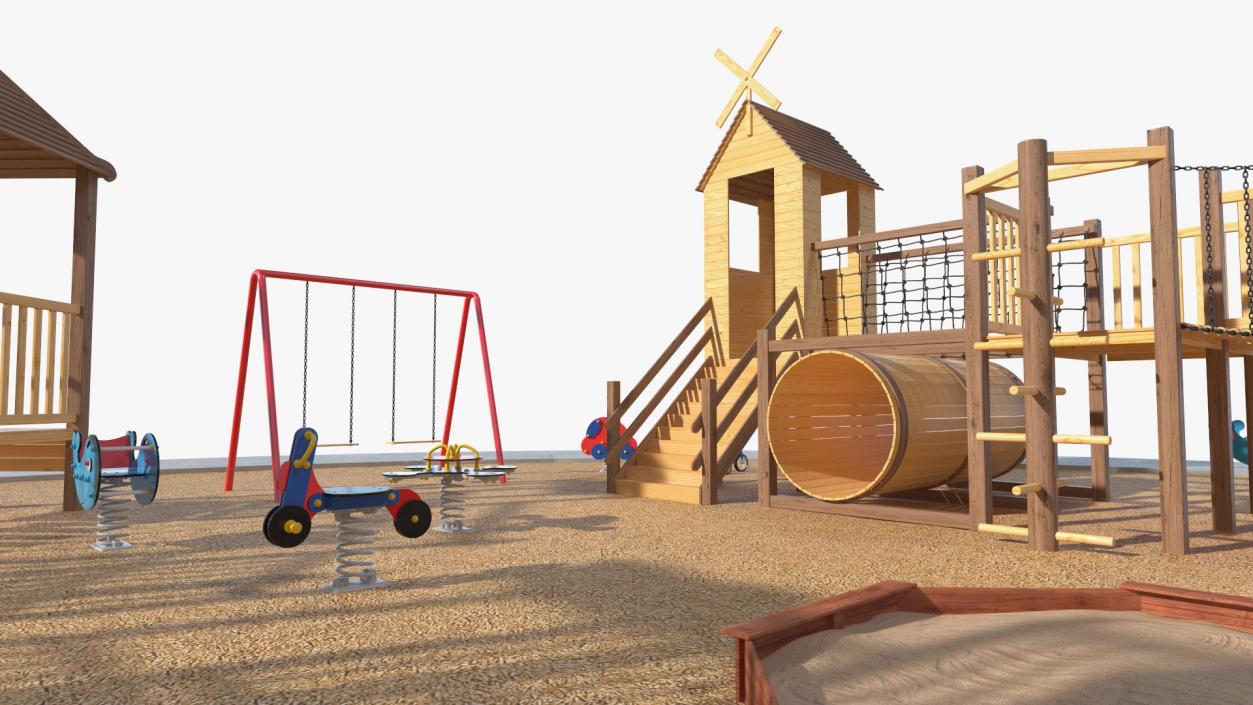 3D Equipped Childrens Wooden Playground