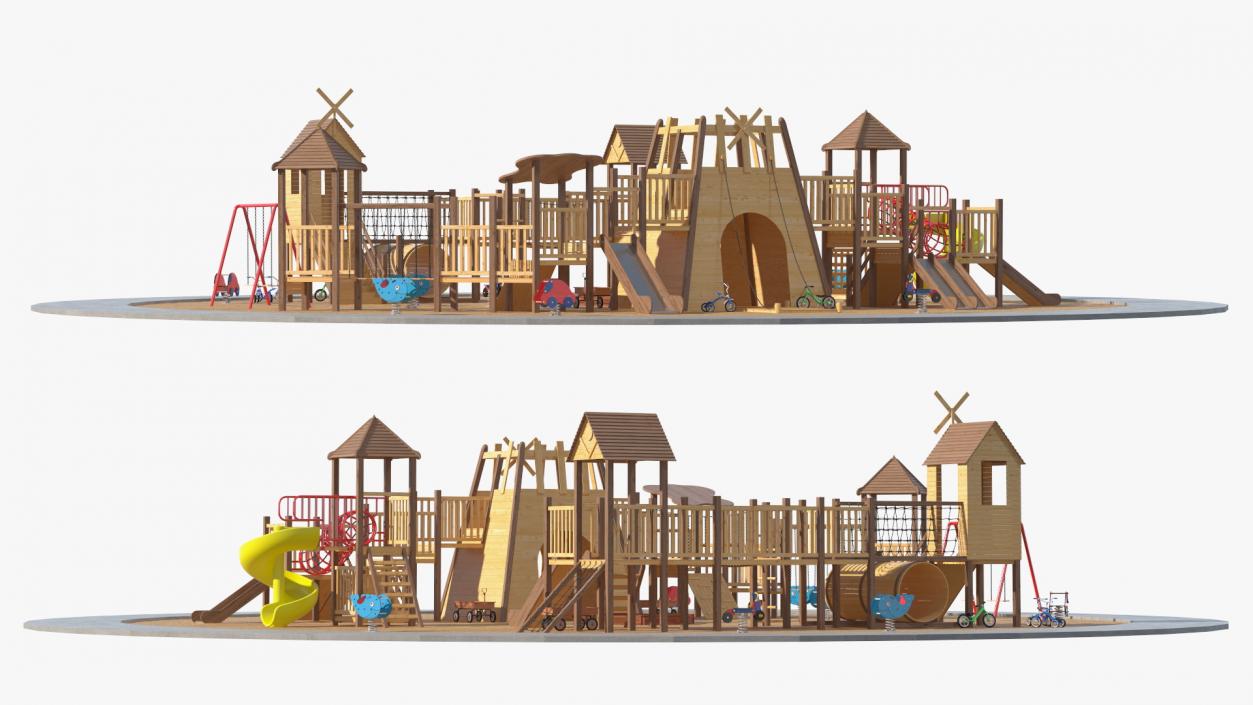 3D Equipped Childrens Wooden Playground