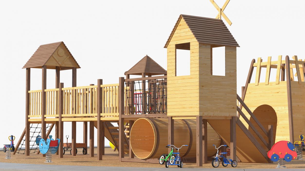 3D Equipped Childrens Wooden Playground