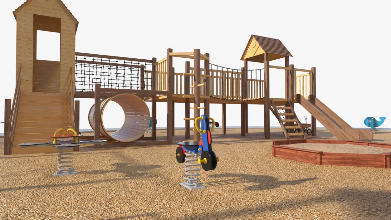 3D Equipped Childrens Wooden Playground